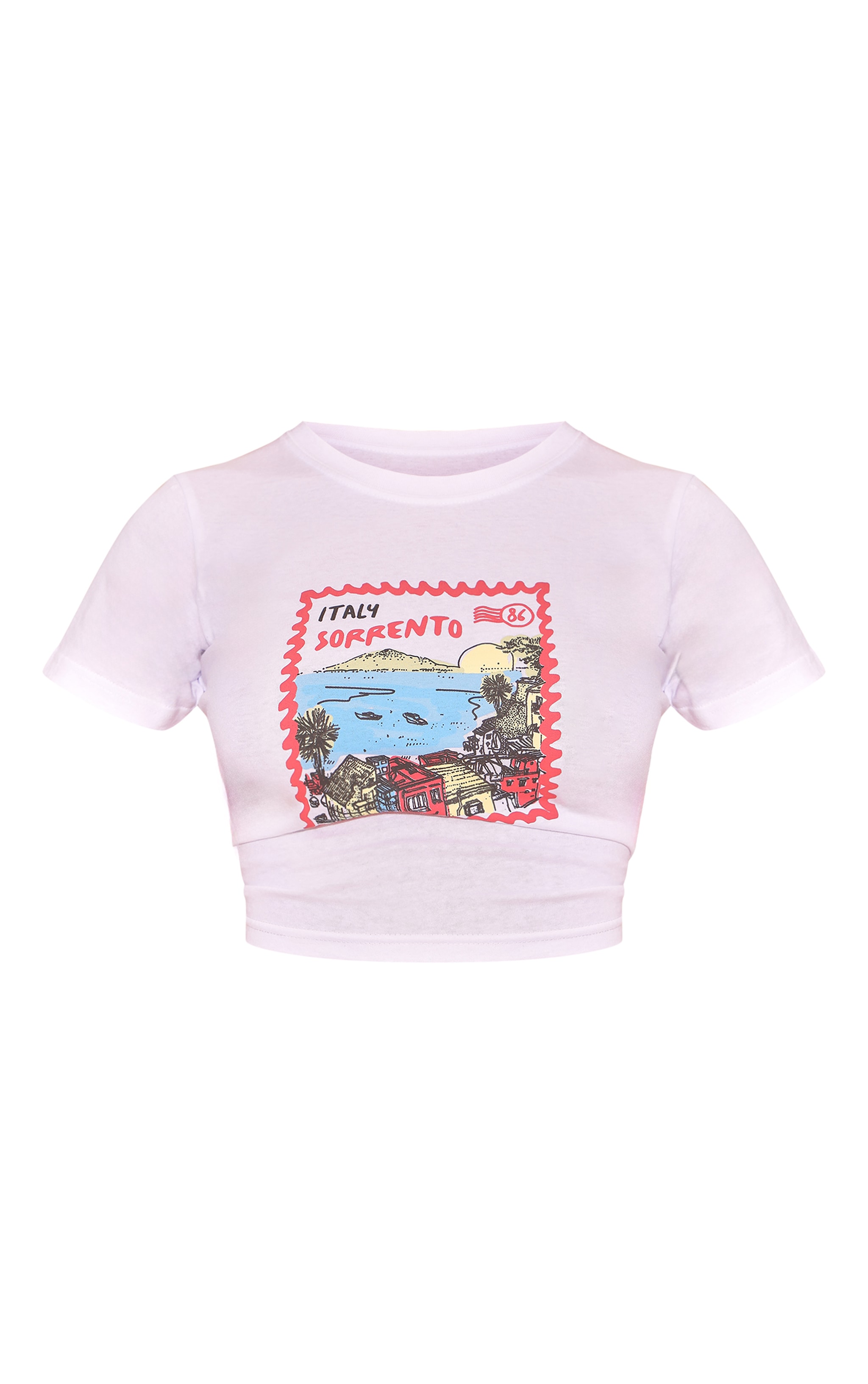 White Postcard Graphic Baby Doll Tee image 5