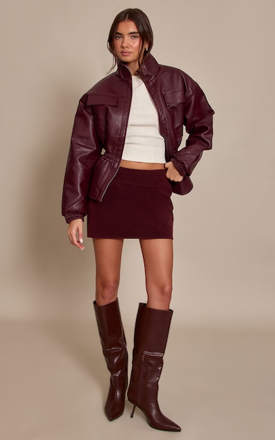 Plum Faux Suede Mini Skirt