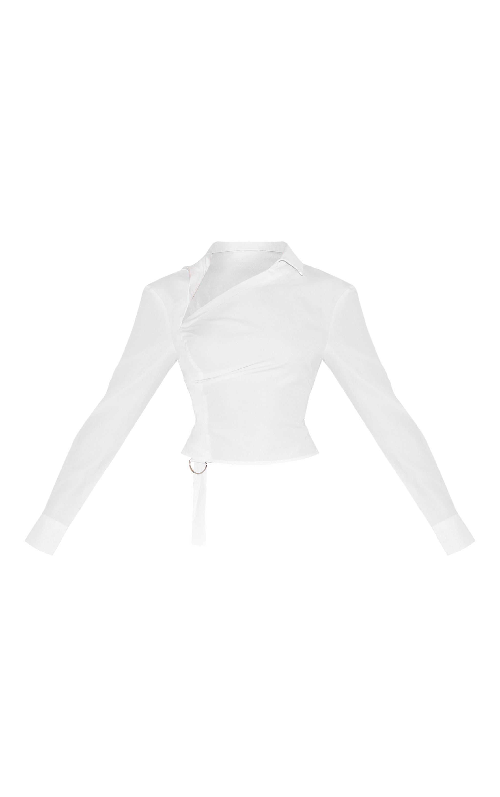 White Ruched Buckle Asymmetric Shirt | Tops