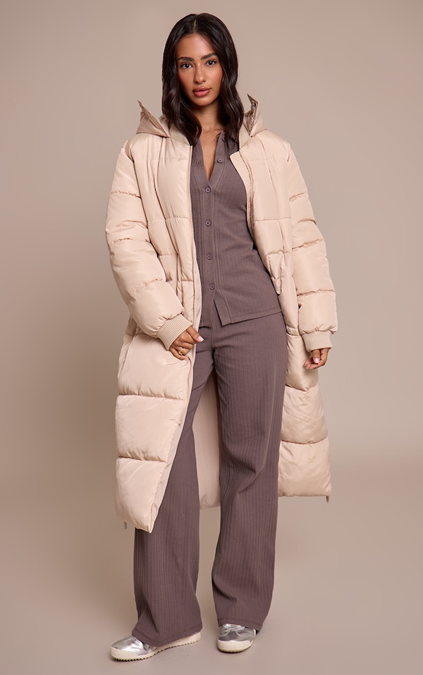 Petite Stone Longline Puffer Coat