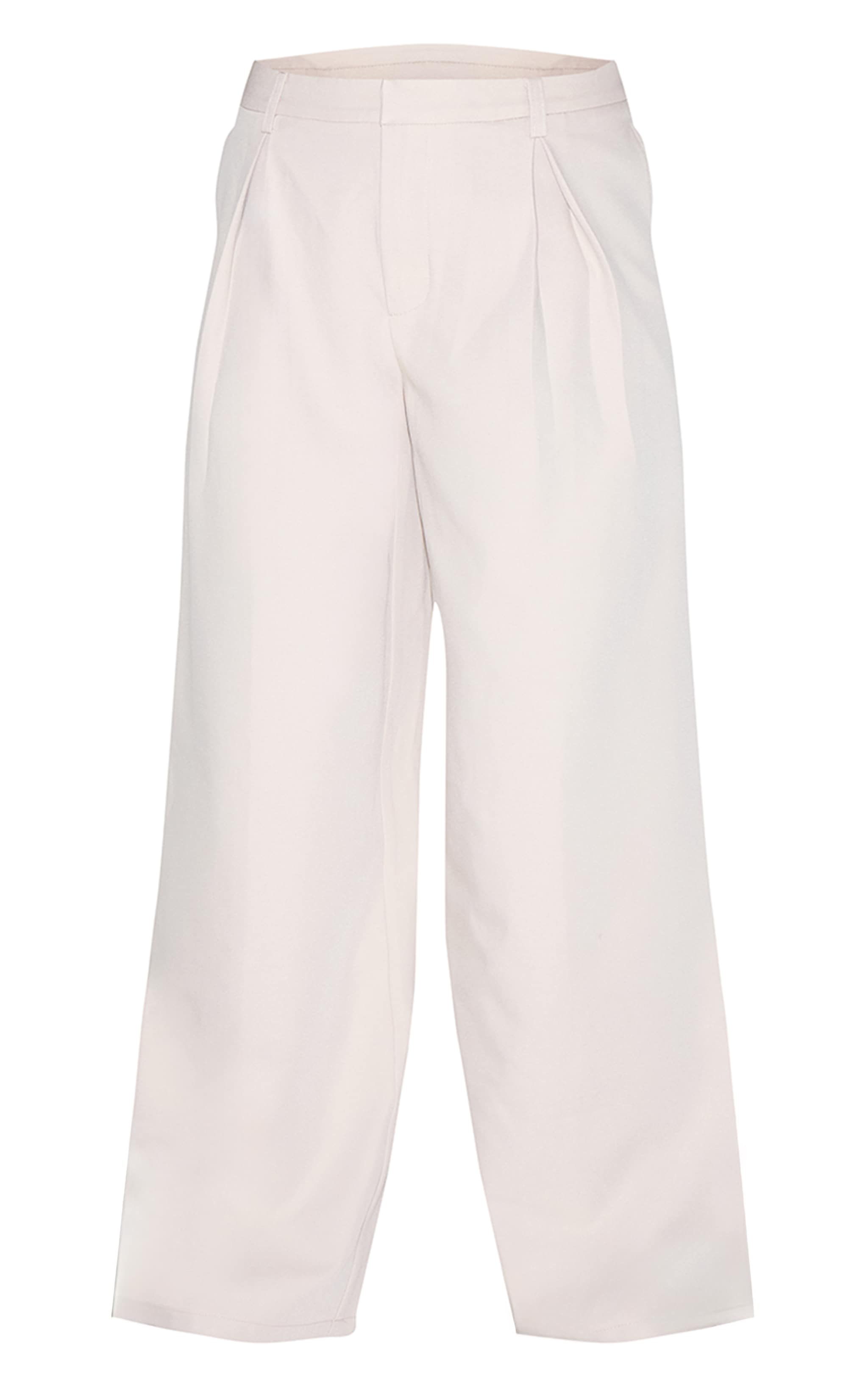 Pantalon de tailleur large tissé sable à plissures image 5