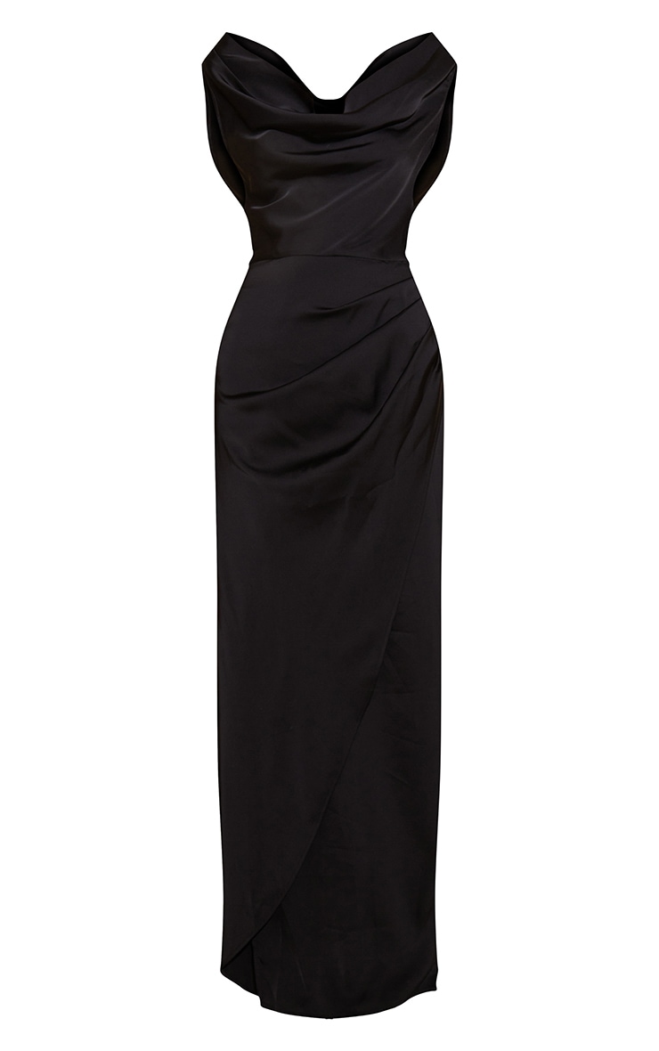 Kaylee | Black Cowl-Neck Maxi Dress With Draping Details