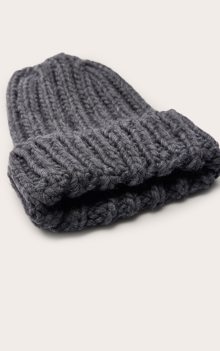 Grey Cable Knit Fold Over Beanie image 3