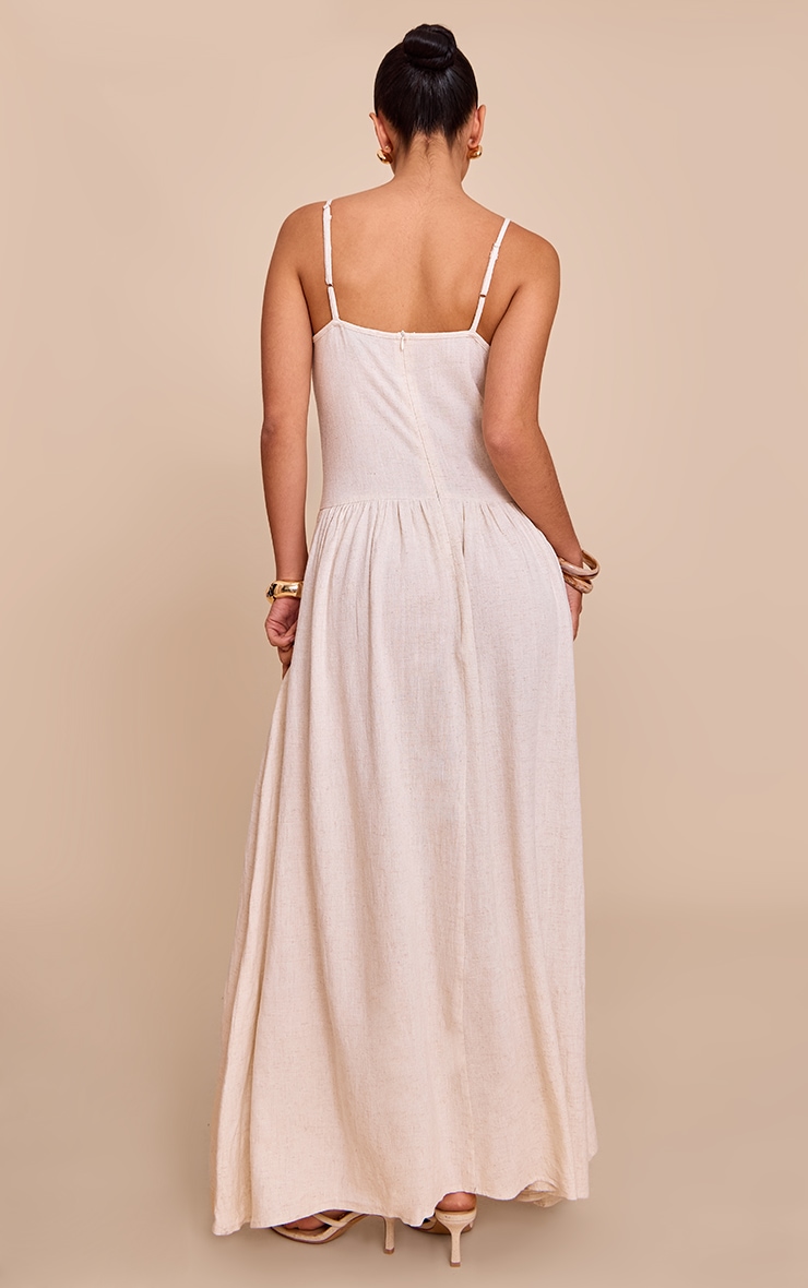 Natural Textured Woven Pleat Detail Maxi Dress image 2