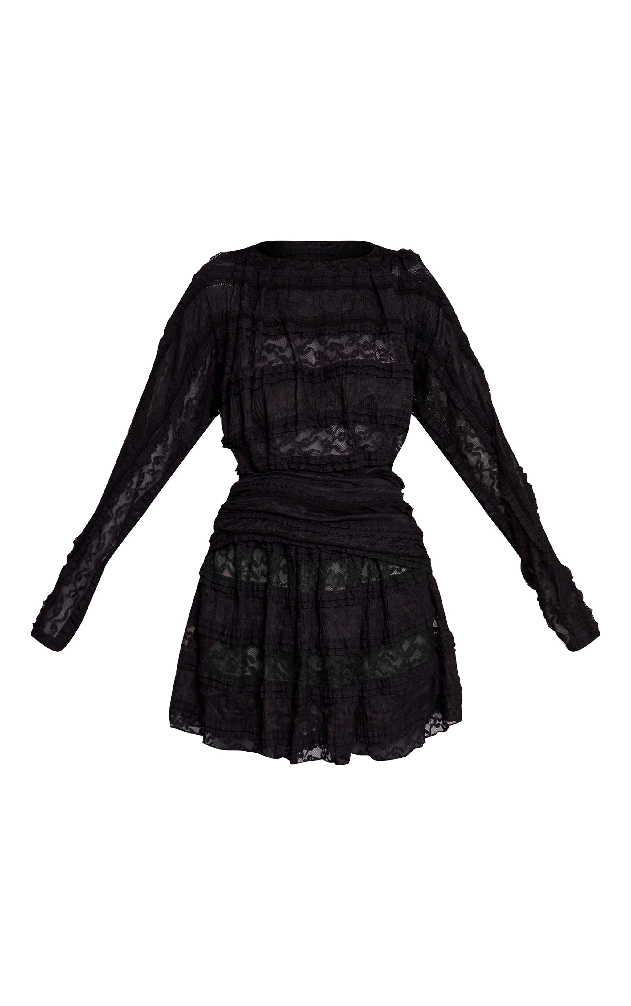 Black lace Boat Neck Mini Shift Dress image 5