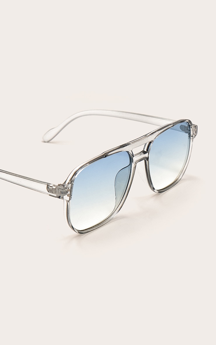 Grey Square Rounded Aviator Sunglasses image 4