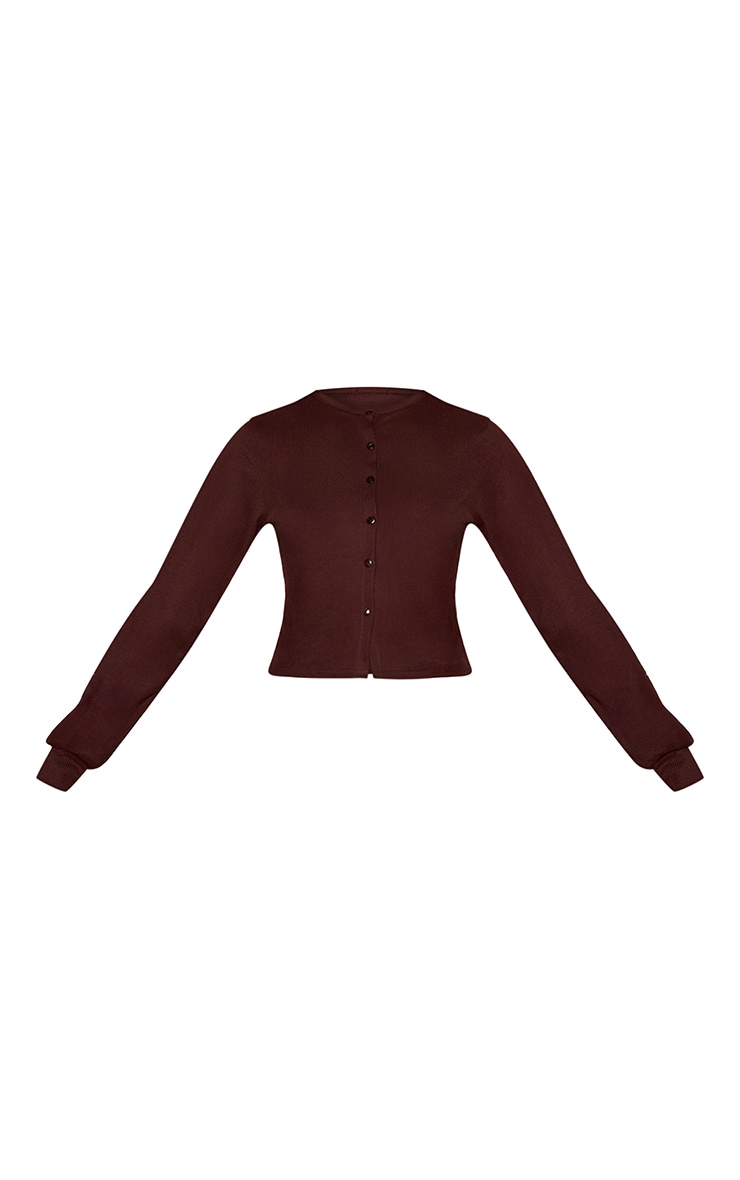 Dark Brown Ribbed Cinched Waist Cardigan image 5