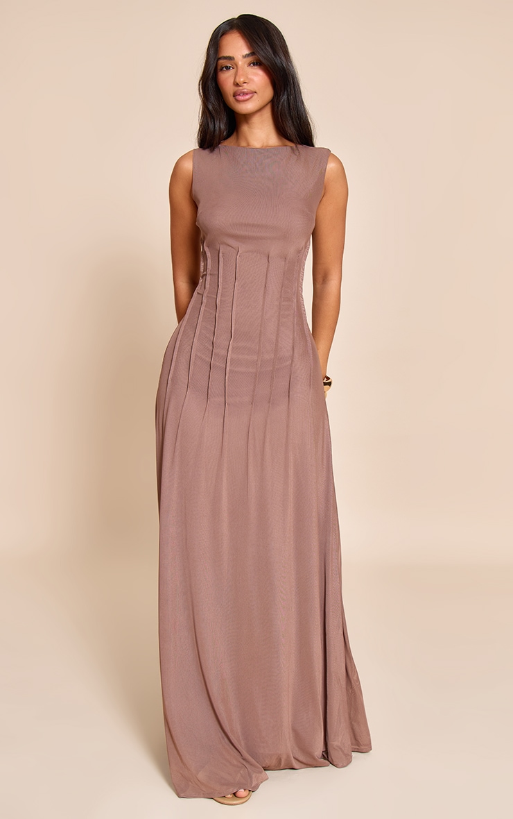 Petite Mauve Front Seam Detail Maxi Dress image 3