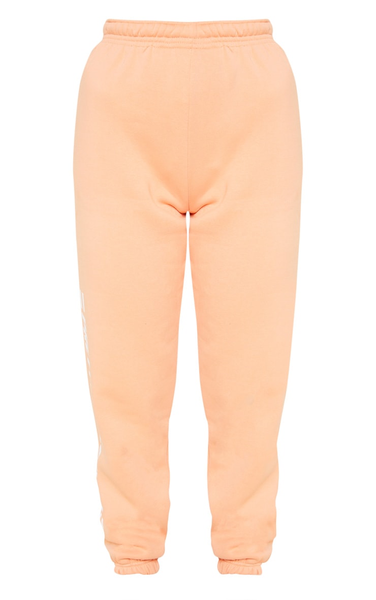PRETTYLITTLETHING Peach Logo Stripe Joggers image 3
