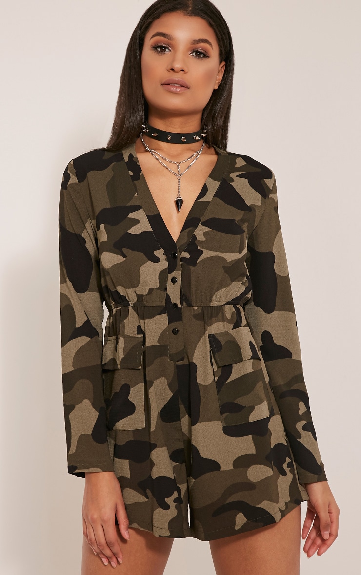 camo print playsuit