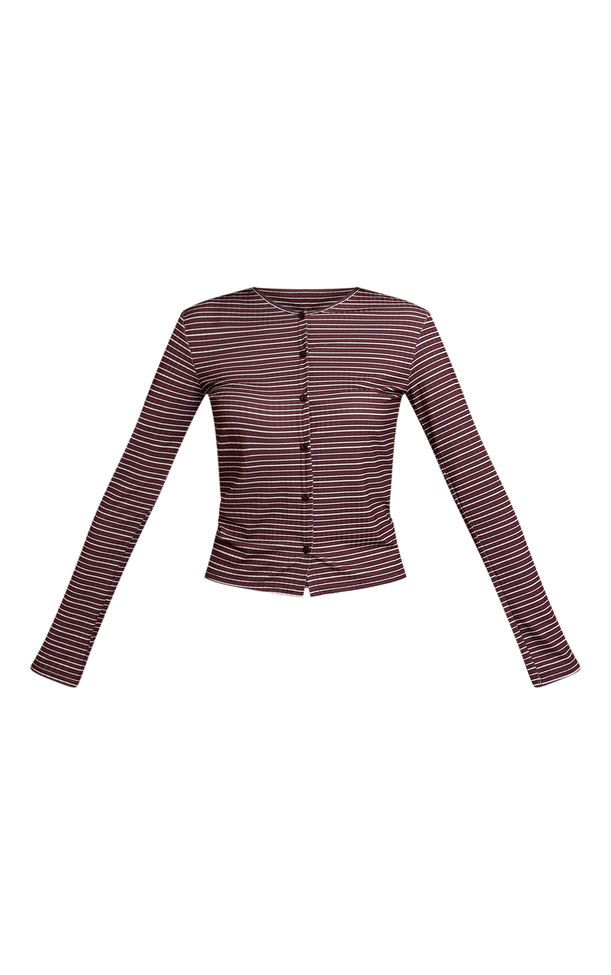 Multi Stripe Rib Button Down Long Sleeve Top image 5