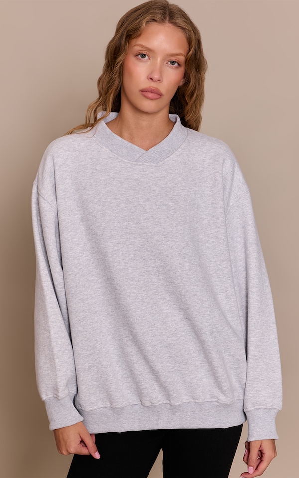 Ash Grey Cotton Fleece Crossfront Sweatshirt