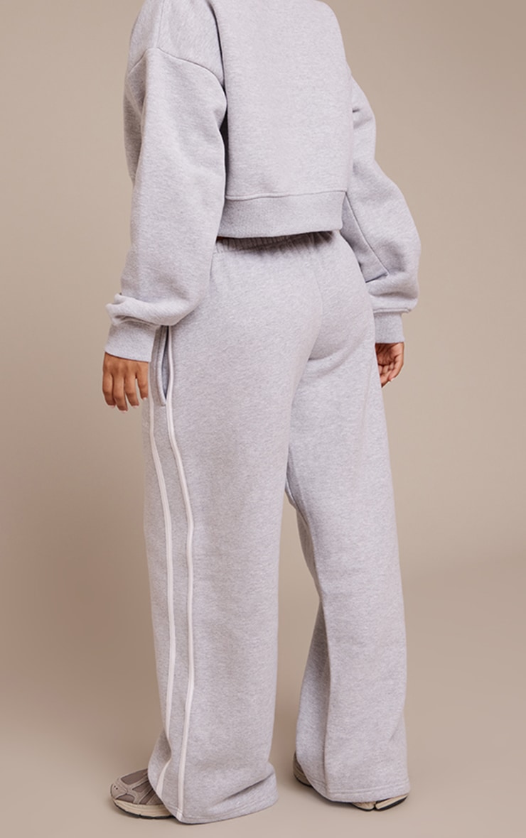 Petite Ash Grey Sports Club Print Wide Leg Sweatpants image 3