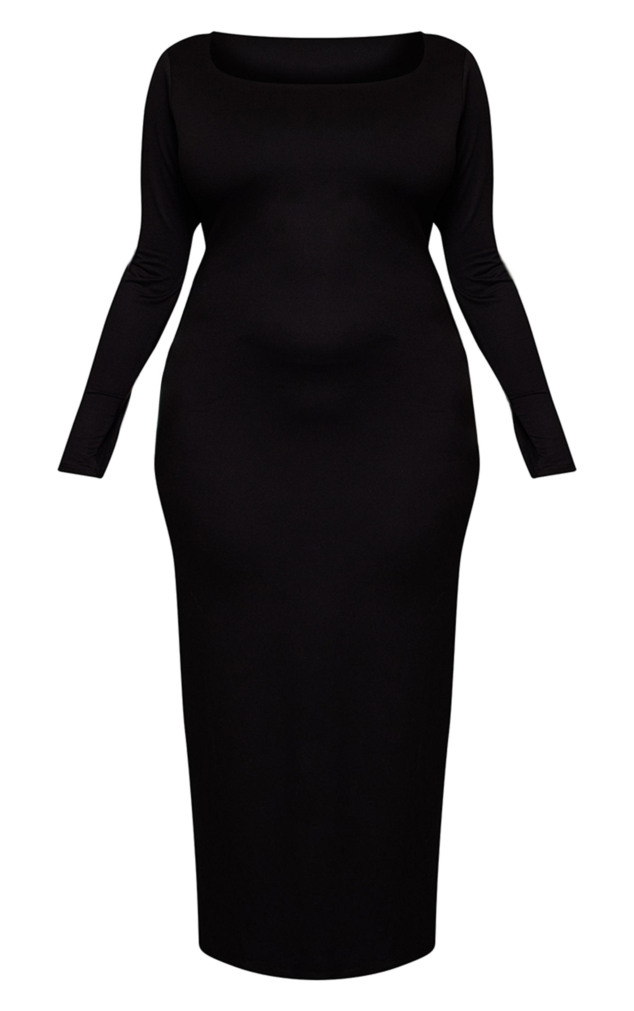 Plus Square Neck Long Sleeve Midi Dress  image 5