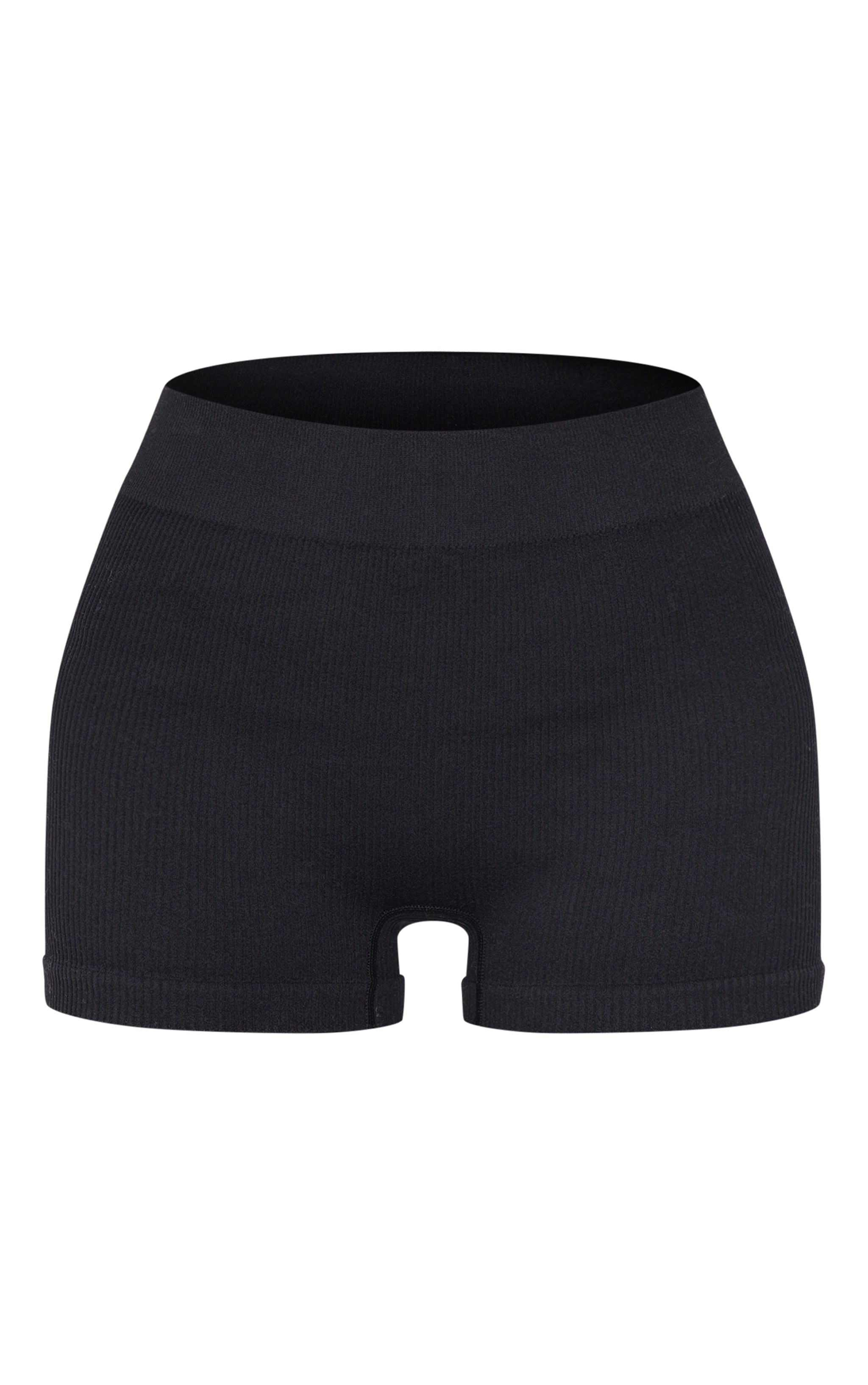 Black Basic Structured Snatched Rib Hot Pants image 6