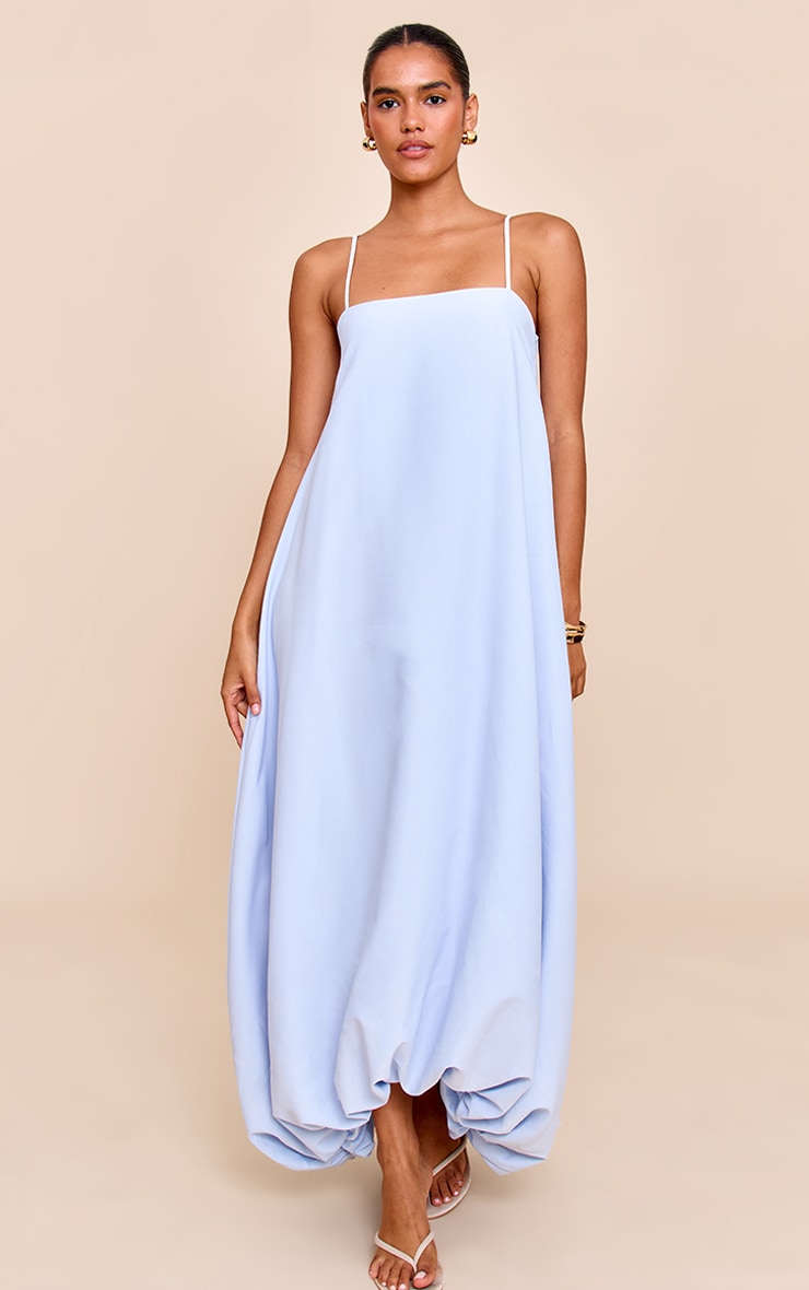 Light Blue Strappy Floaty Maxi Dress image 3