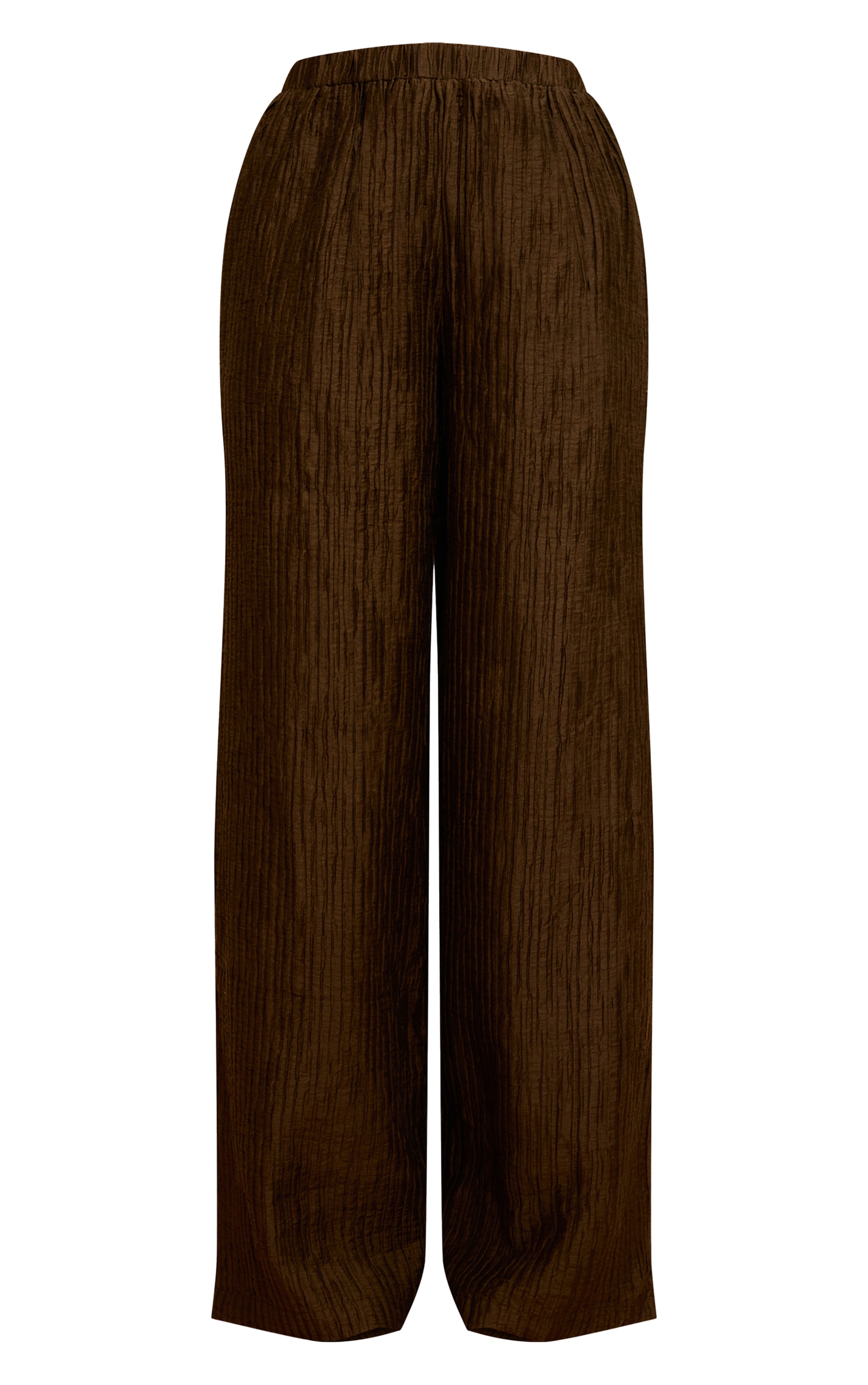 Khaki Textured Woven Mid Rise Wide Leg Pants image 5