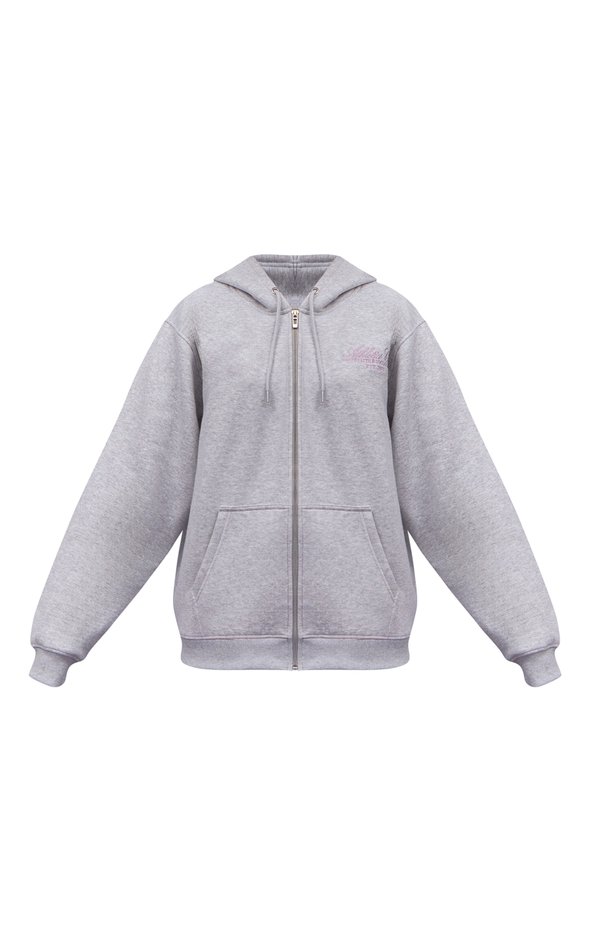 Ash Grey Athletics Club Cotton Fleece Oversized Full Zip Hoodie image 5