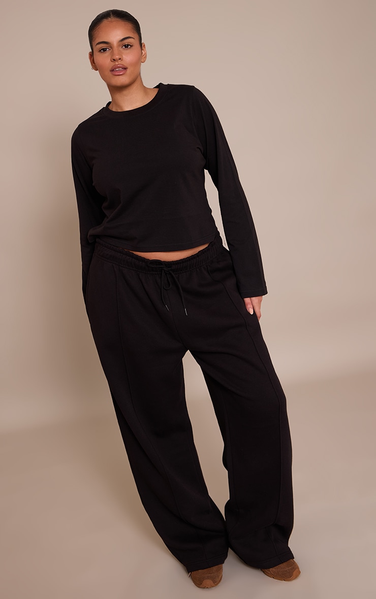 Plus Fitted Black Long Sleeve T Shirt image 3