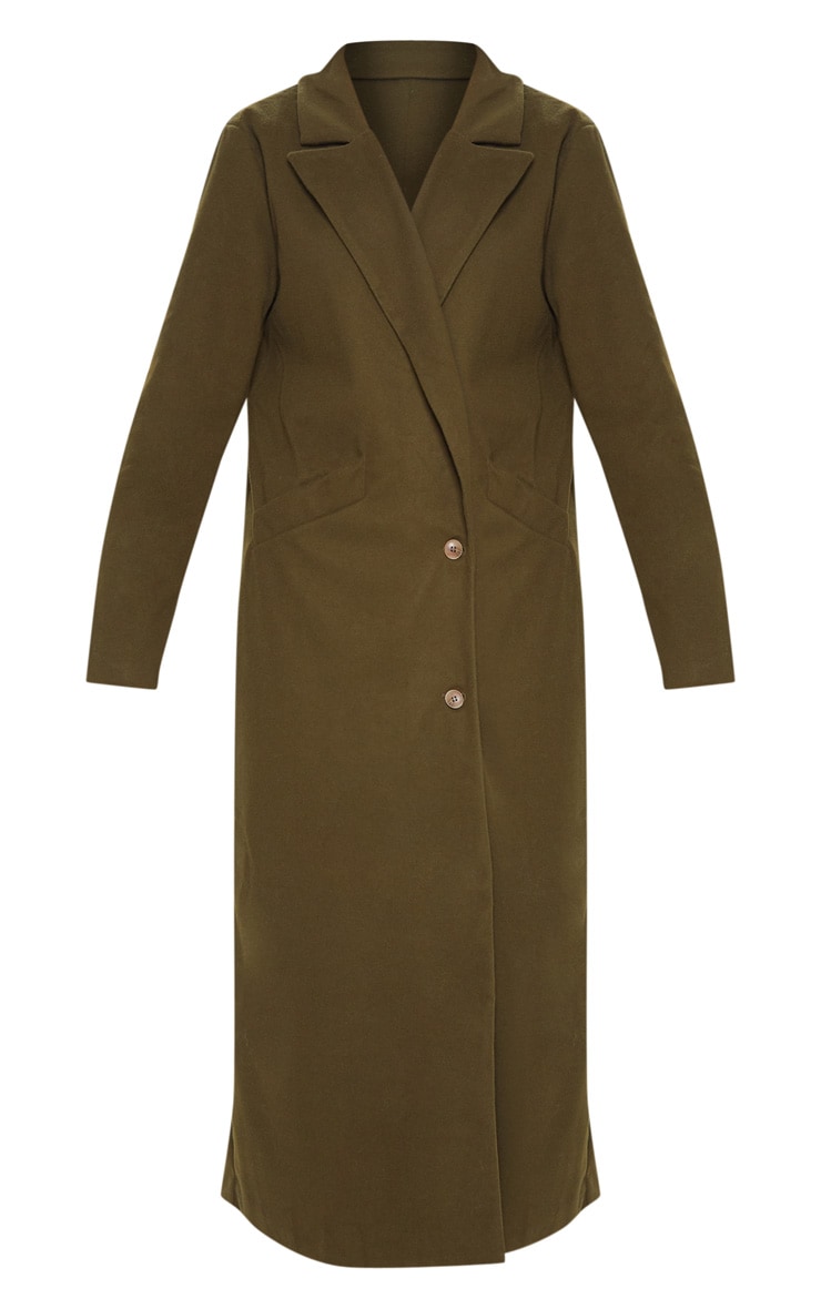 Khaki Longline Double Breasted Coat image 3