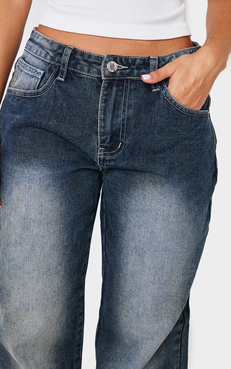 Petite Jean rigide droit gris javelisé effet usé à taille basse image 4