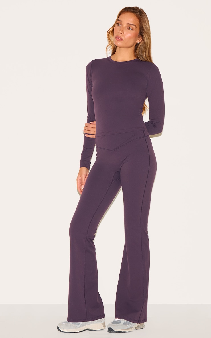 Dark Plum Ultimate Sculpt Long Sleeve Crop Gym Top image 3