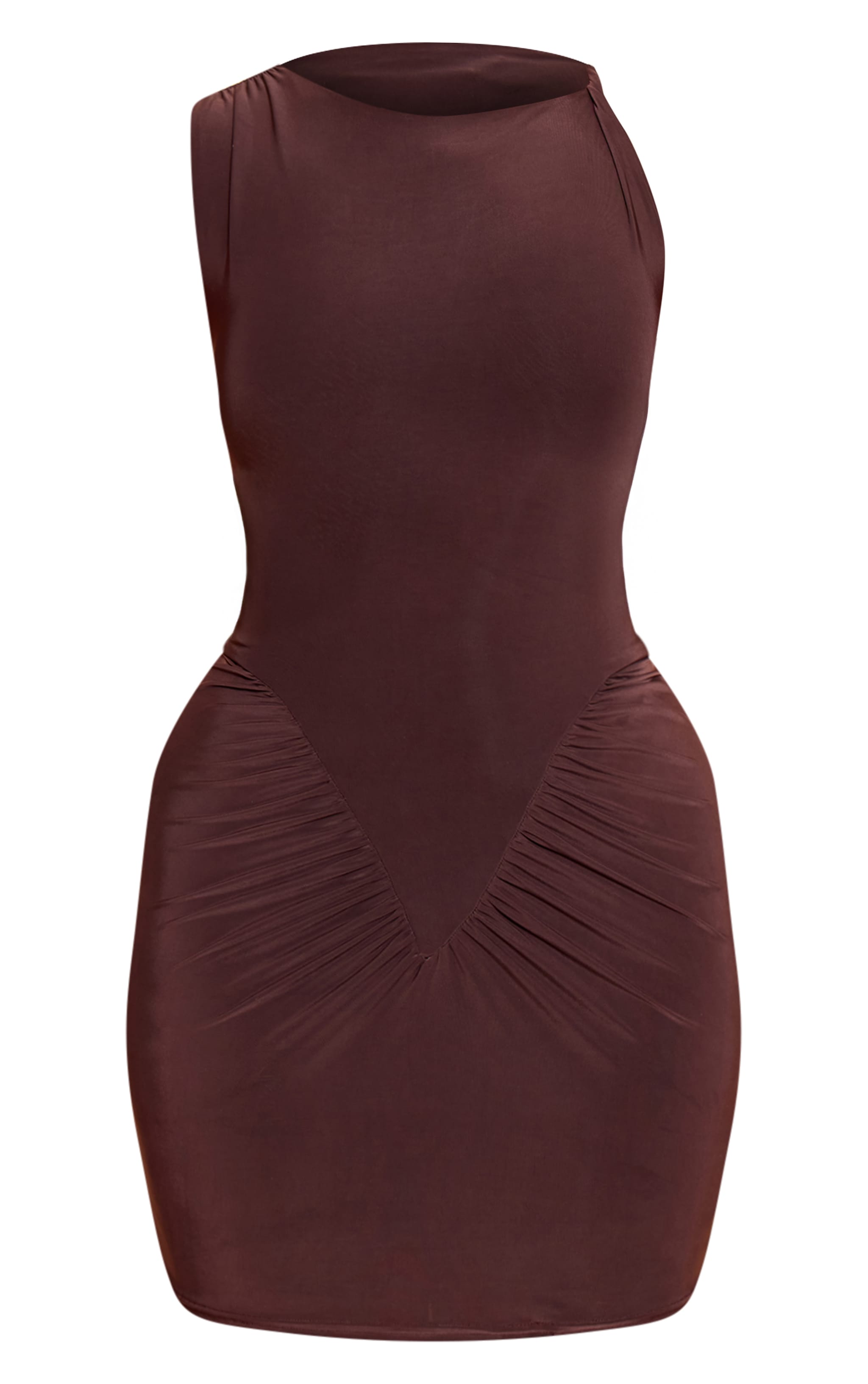 Shape Chocolate Sleeveless Ruched V Waist mini Dress image 5