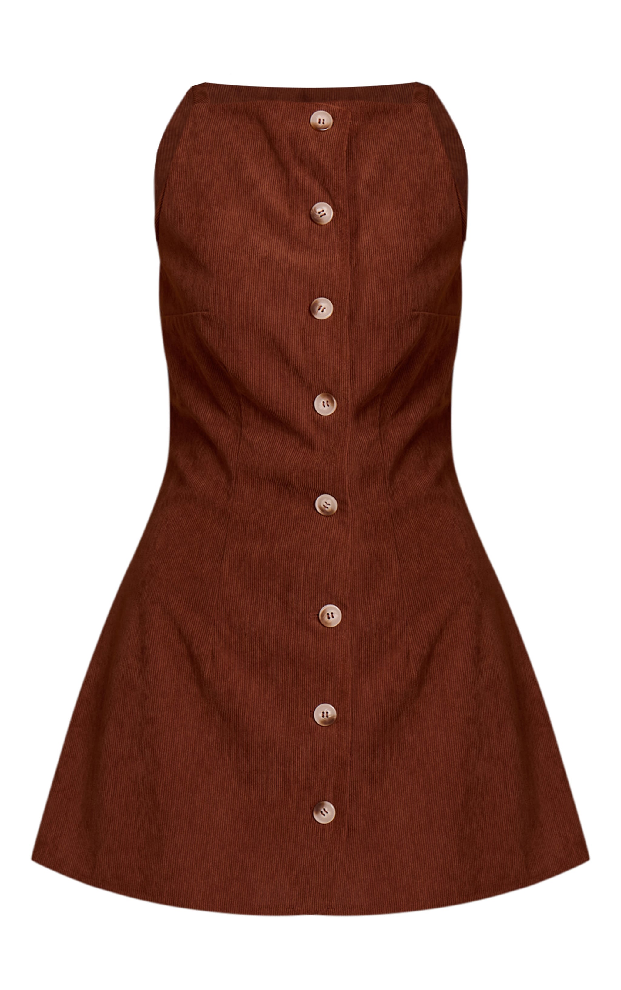 Chocolate Cord Button Down Shift Dress image 5