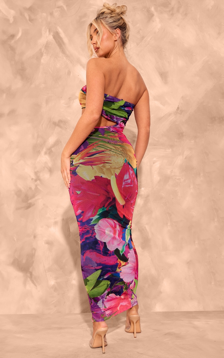 Multi Print Meshed Cut Out Midaxi Dress image 2