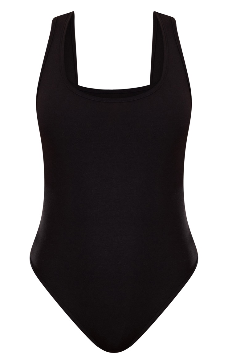 Basic Racer Back Black Bodysuit Tops PrettyLittleThing AUS
