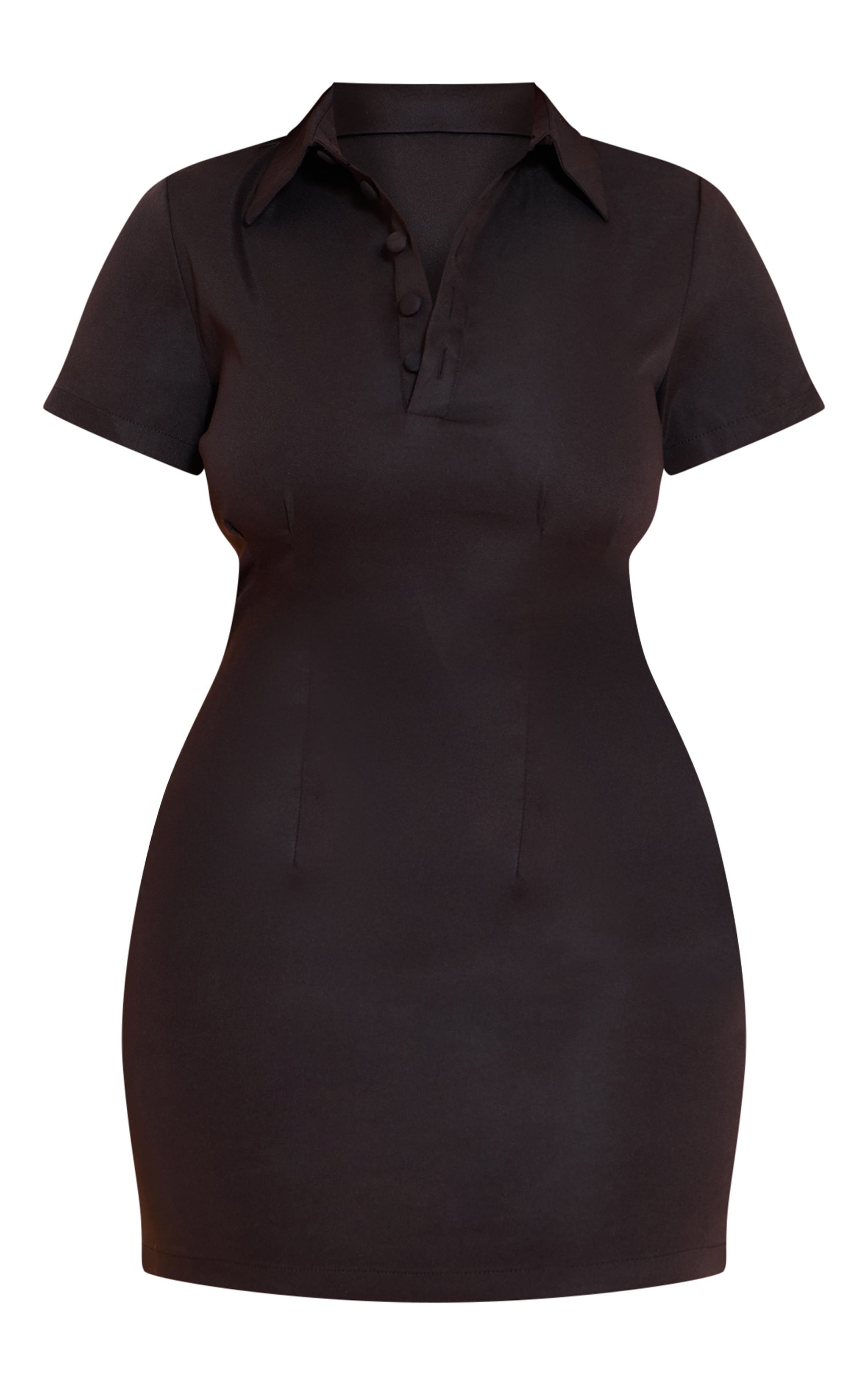 Shape Black Stretch Woven Button Front Mini Dress image 5