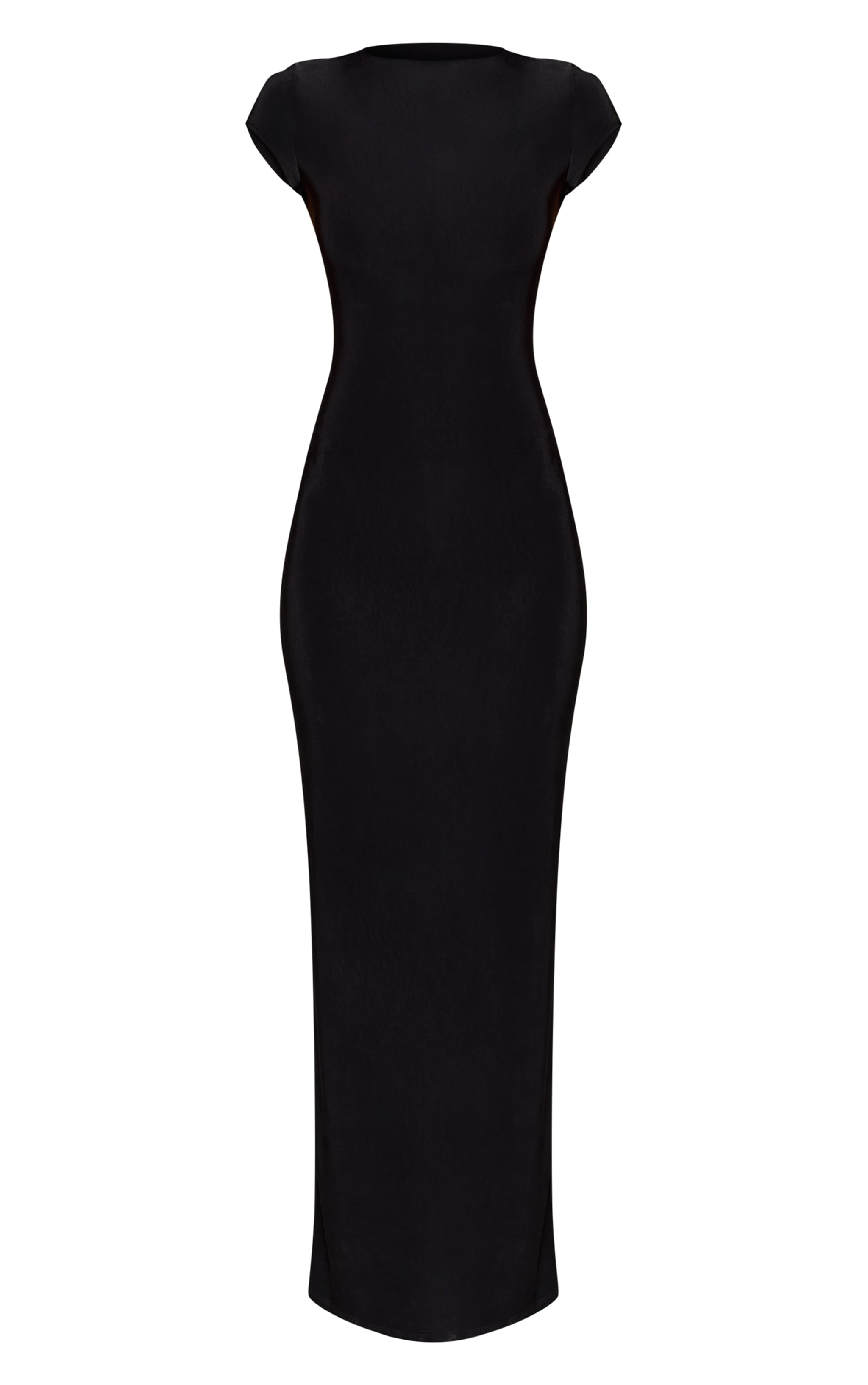 Black Double Layer Slinky Open Back Drape Maxi Dress image 5