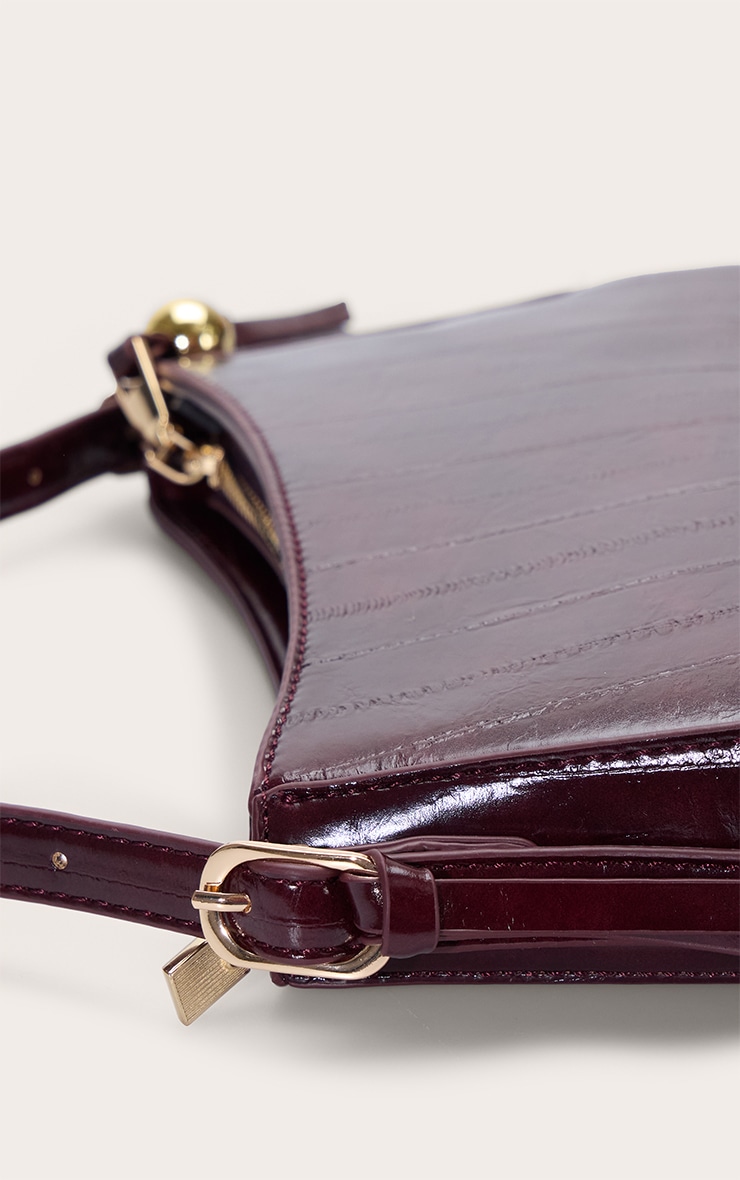 Burgundy Curved Beaded Shoulder Bag image 4