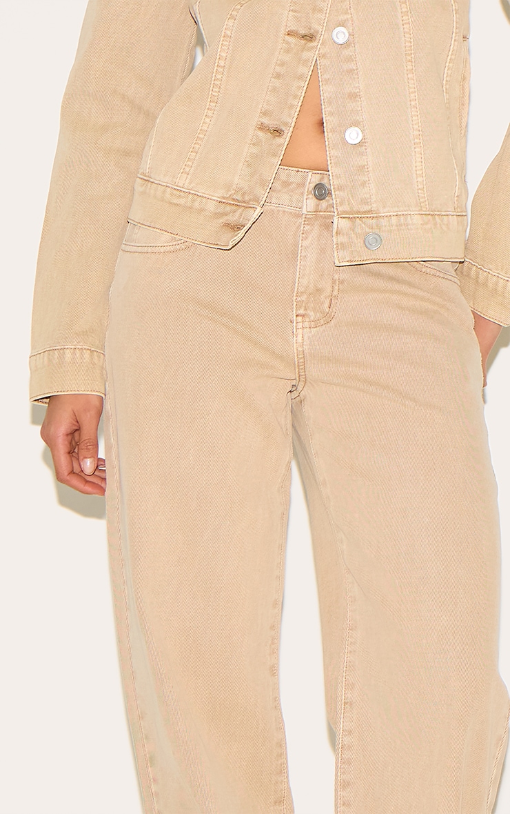 Sand Washed Corduroy Mid Waist Straight Leg Jeans image 4