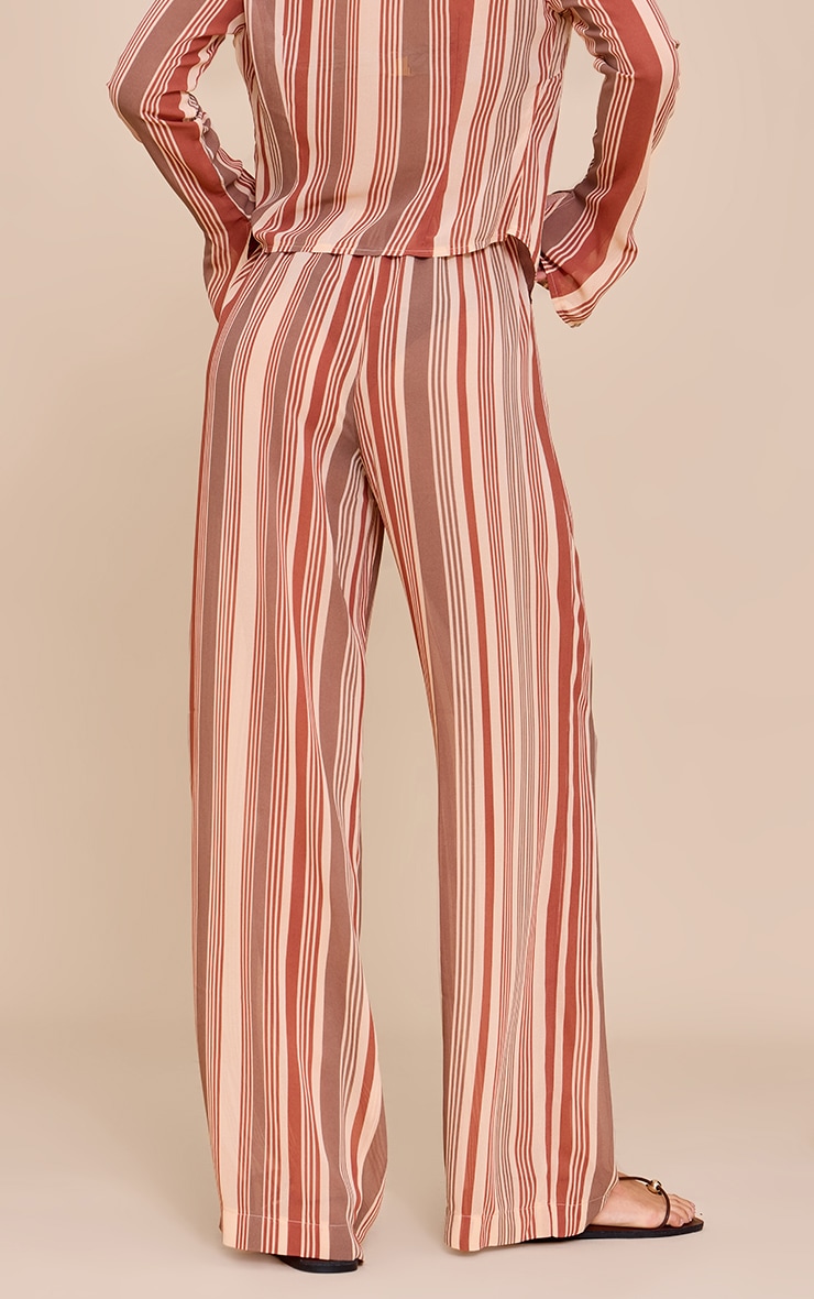 Beige Chiffon Striped Wide Leg Pants image 3