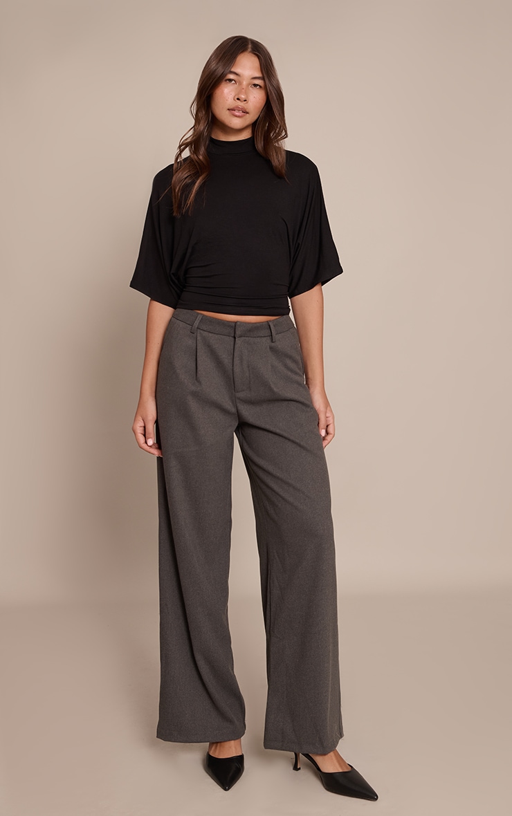 Black Jersey Open Back Detail Slouchy Top image 3