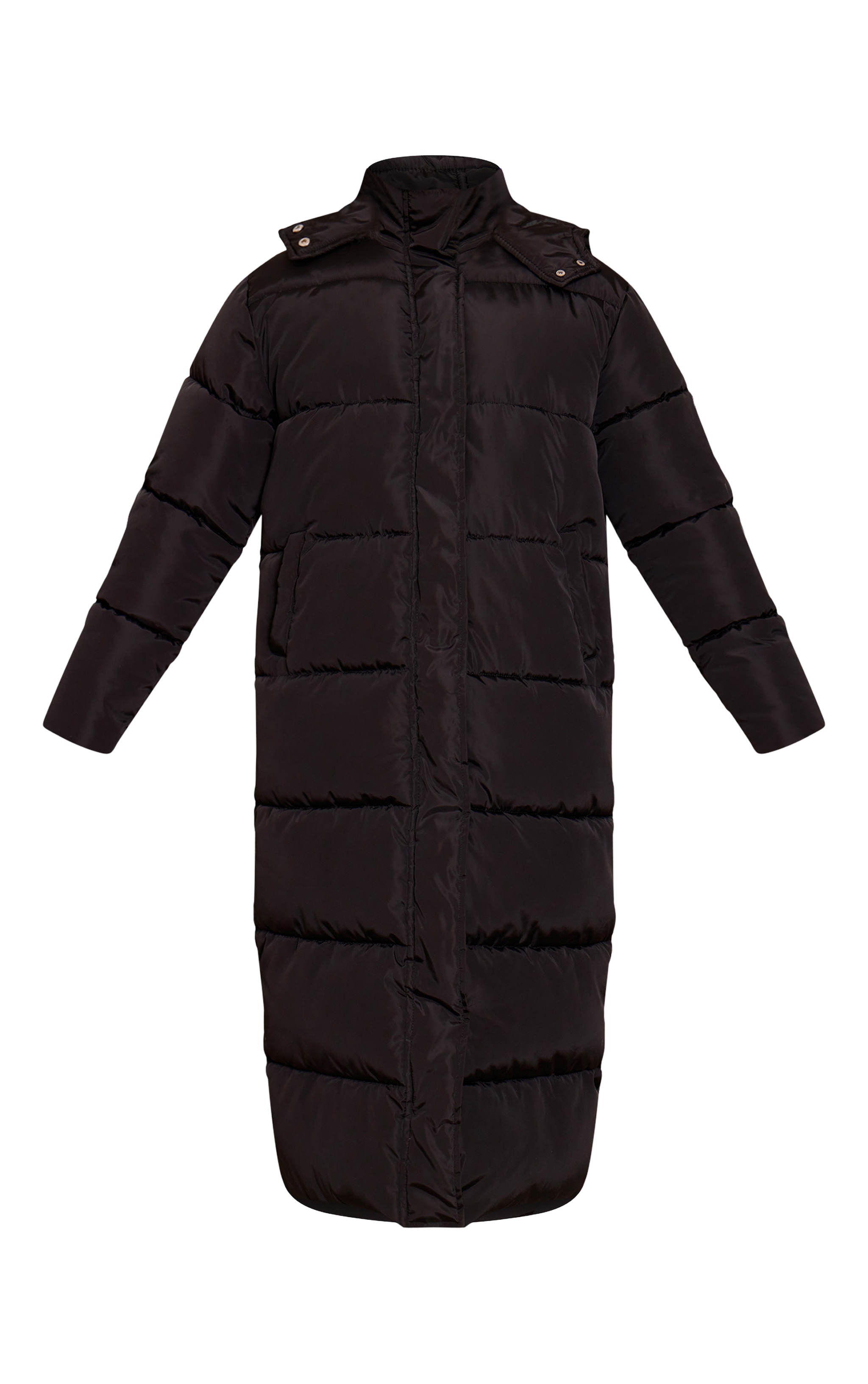 Black Longline Puffer Coat image 5