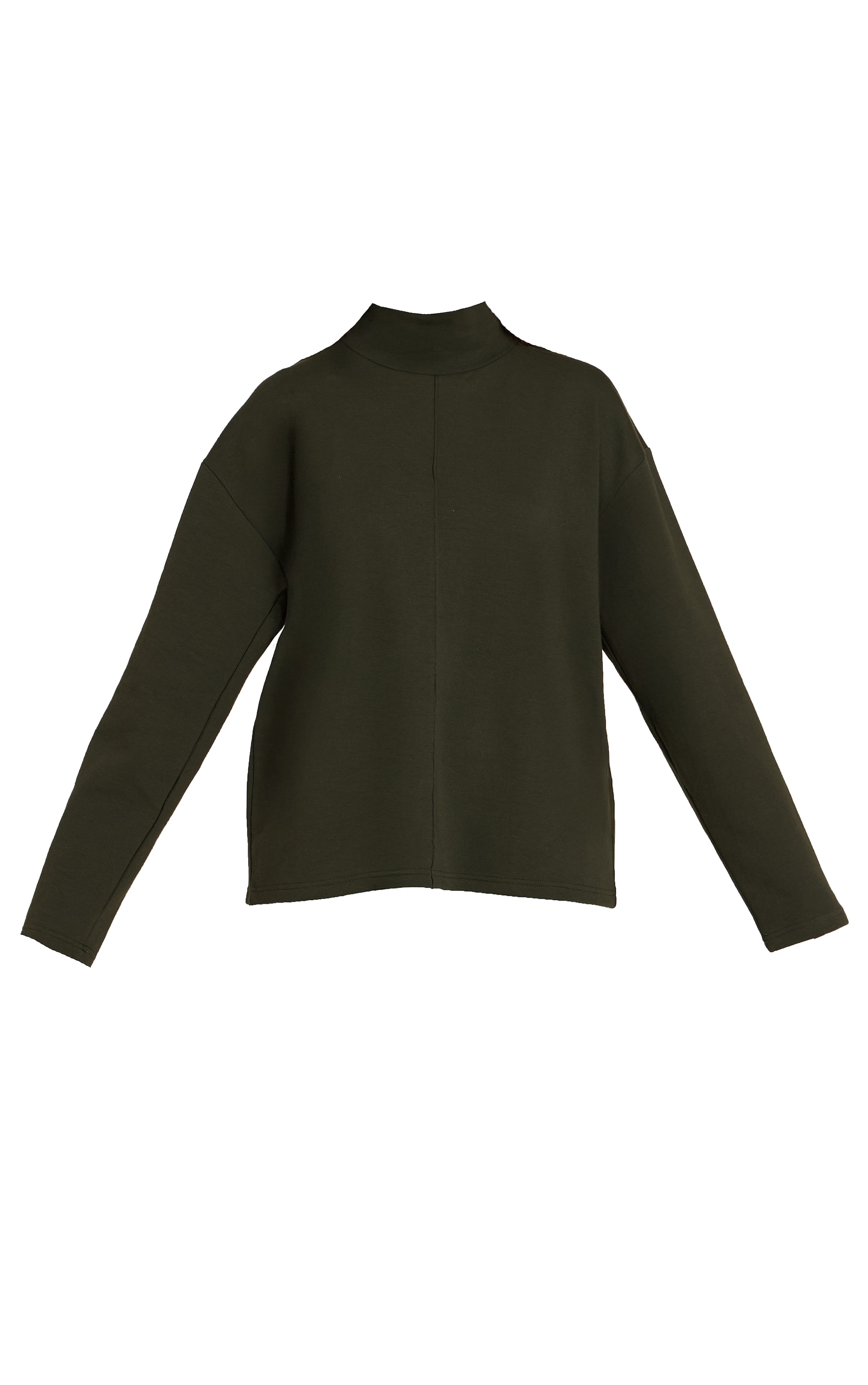 Dark Green Interlock Seam Funnel Neck Sweatshirt image 5