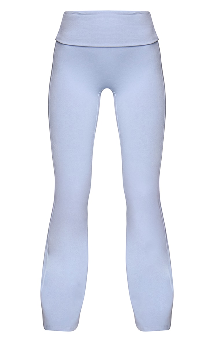 Powder Blue Soft Cotton Flared Yoga Pants image 5