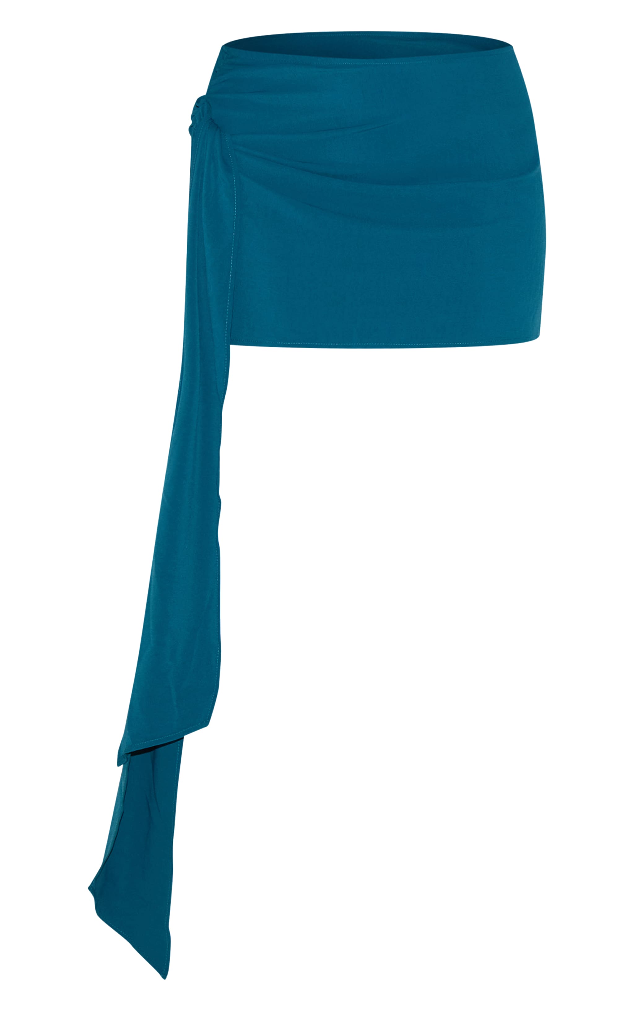 Plus Teal Floaty Woven Knot Side Mini Skirt image 6
