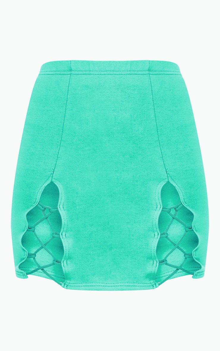 Green Split Lace Up Sweat Mini Skirt. Skirts PrettyLittleThing USA