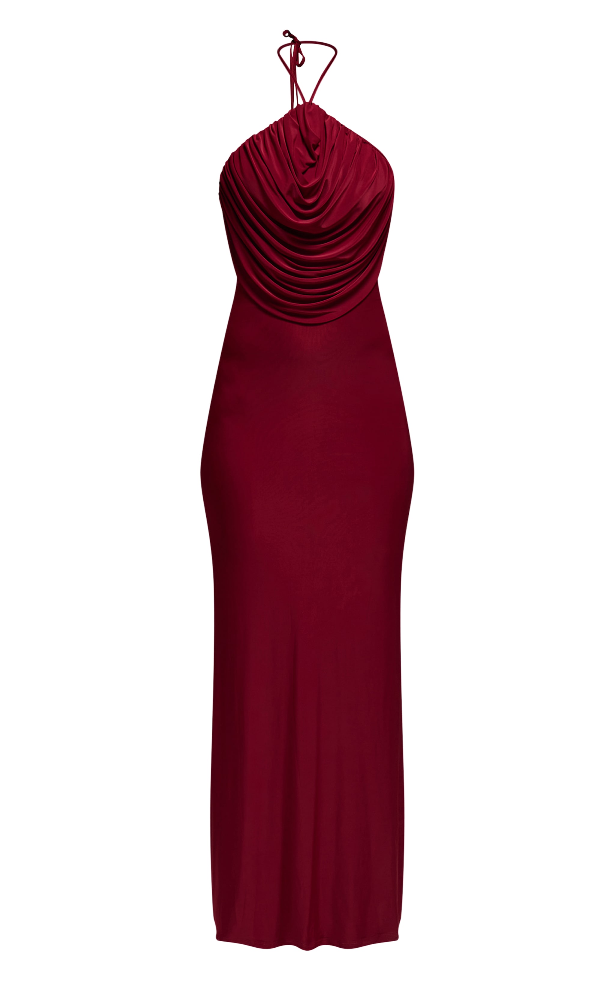 Robe longue moulante bordeaux drapée à dos nu image 5