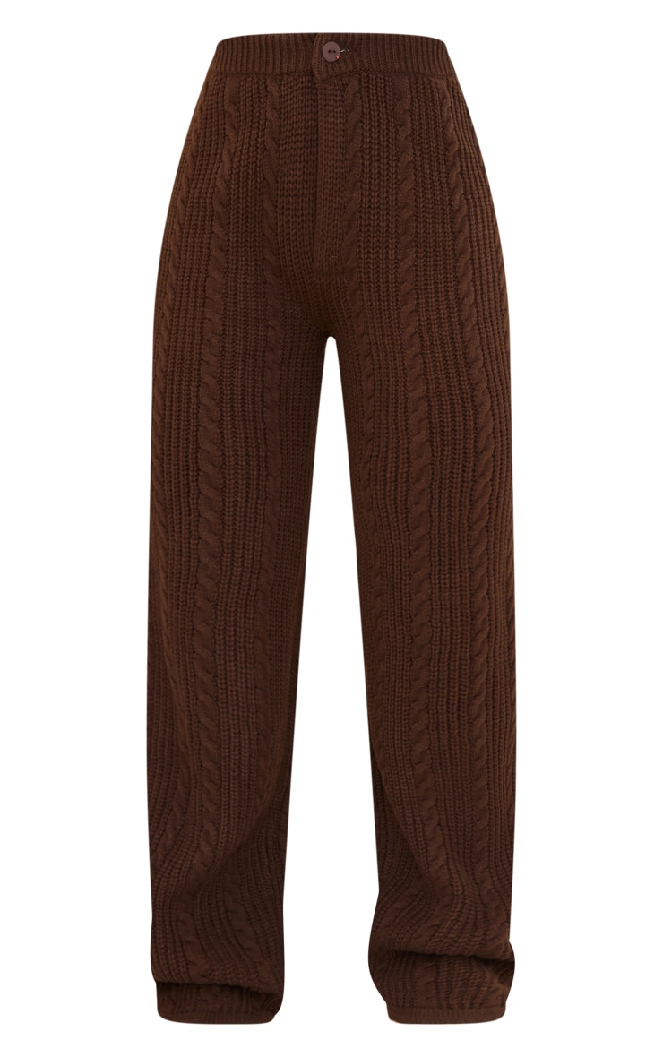 Chocolate Cable Knit Wide Leg Trousers image 5