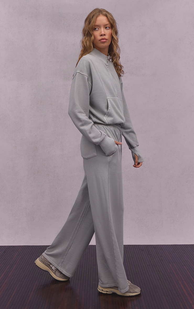 Ash Grey Acid Wash Drawcord Cuff Track Pant image 2