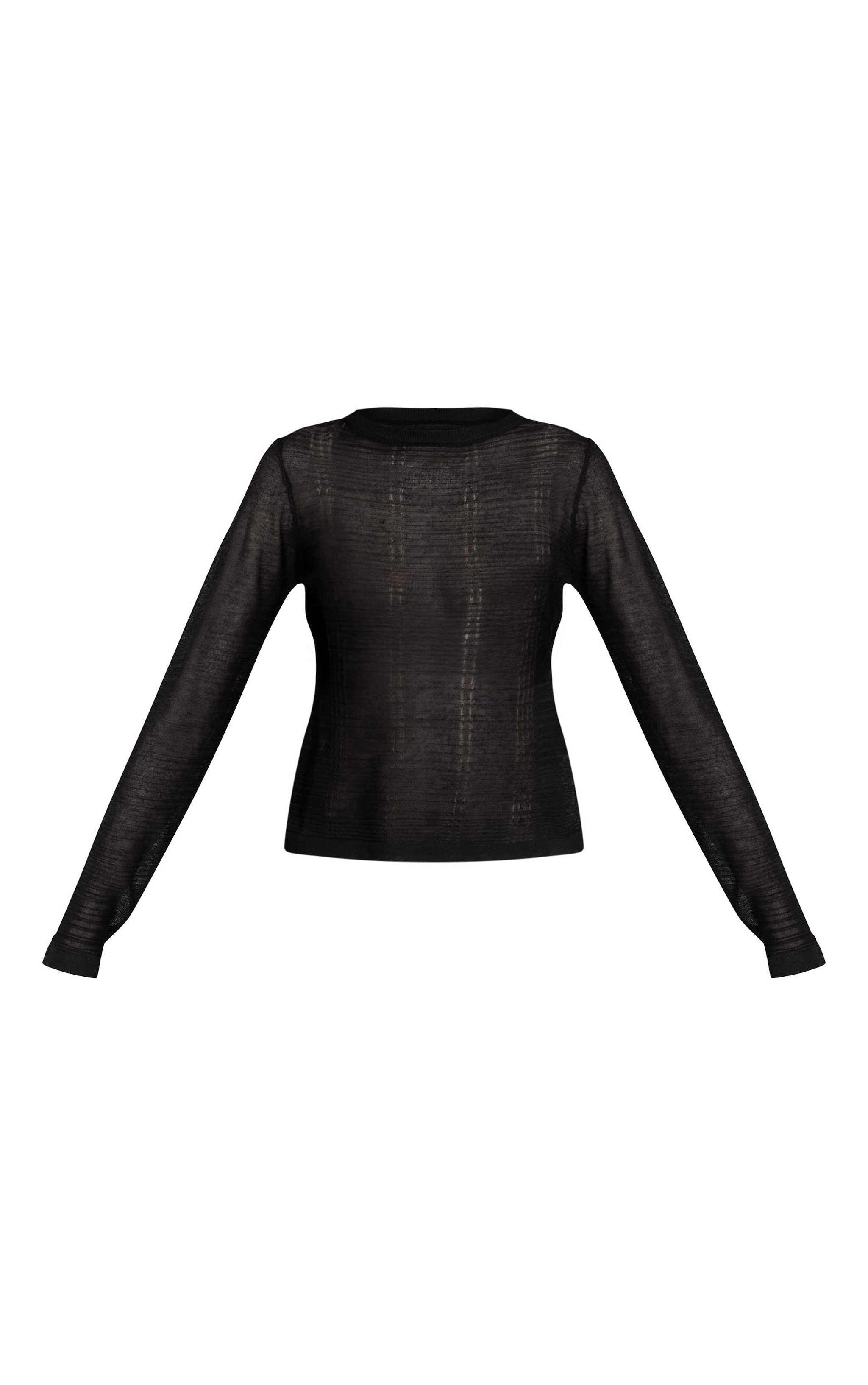 Black Check Sheer Knit Top  image 5