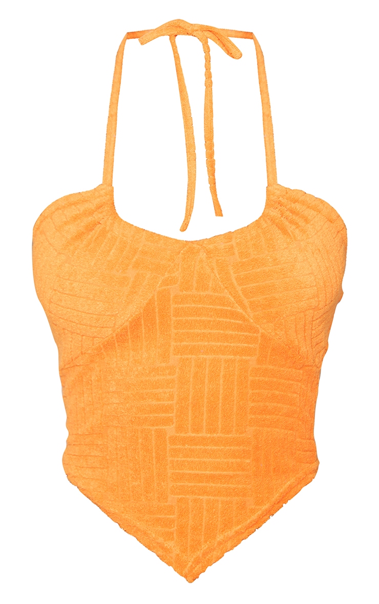 Bright Orange Embossed Towelling Halter Top image 5