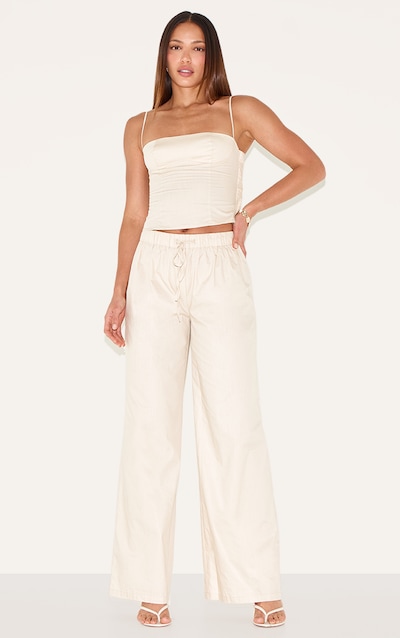 Tall Pantalon large tissé sable à cordons ajustables