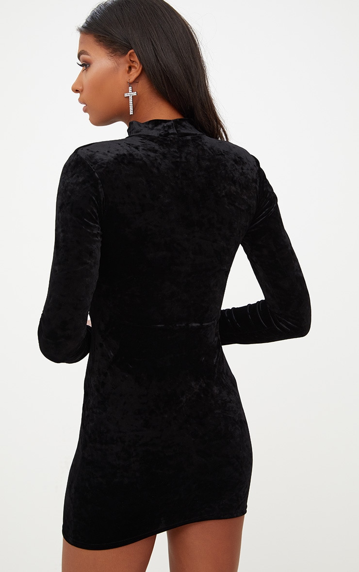 Lines list velvet high neck scrunched bodycon dress houston large sizes