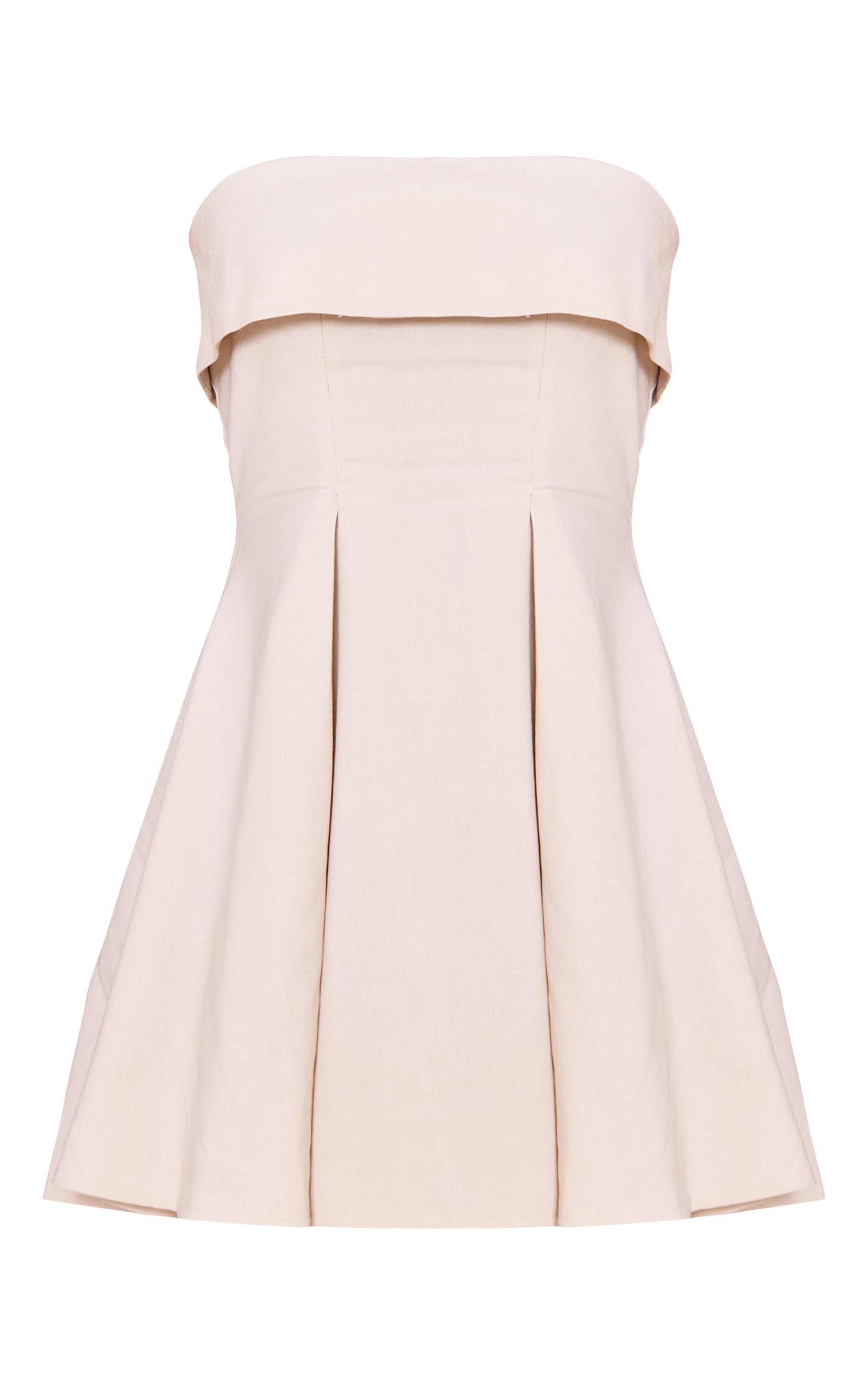 Natural Linen-Blend Bandeau Fold Over Shift Dress image 5