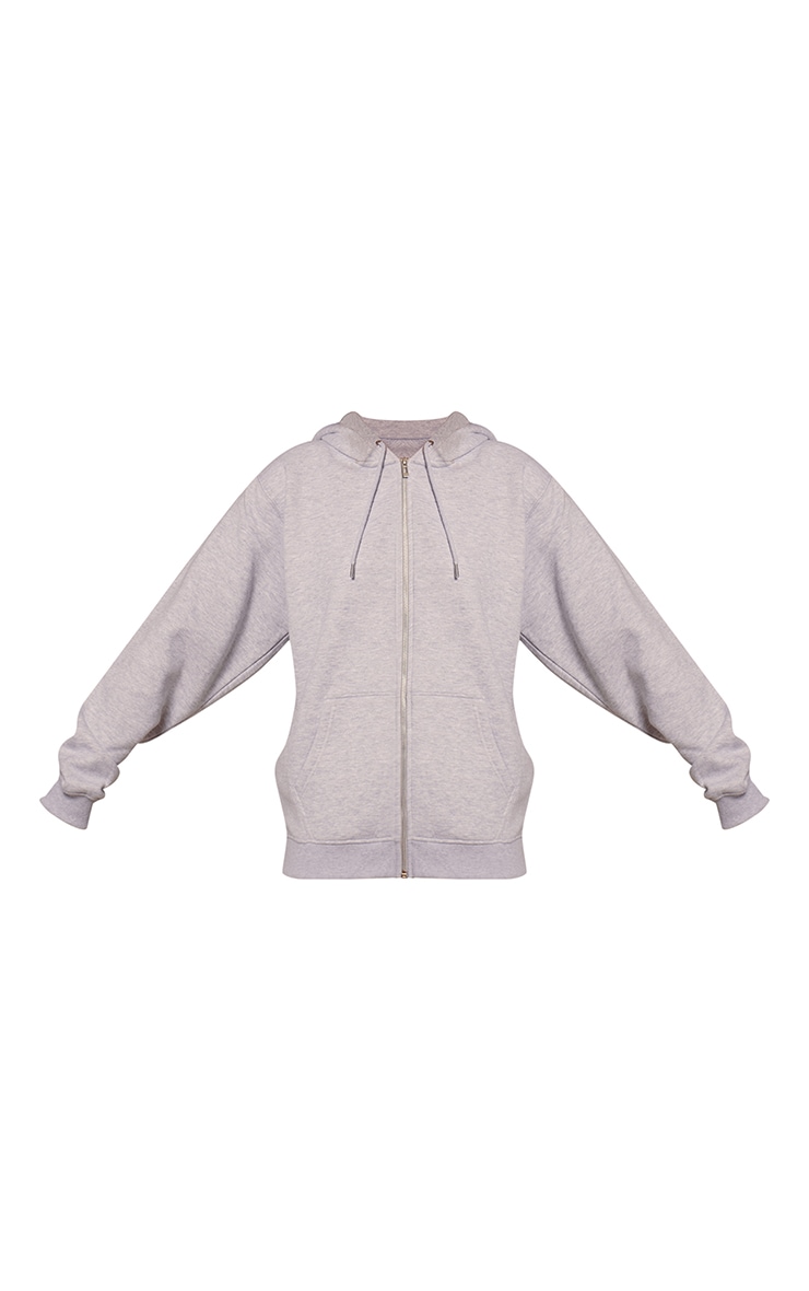 Ash Grey Cotton Fleece Pullover Zip Hoodie image 5